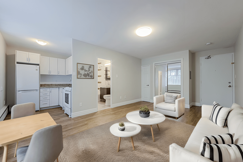 Floor plan for 1 bed, 1 bath, 636 sqft